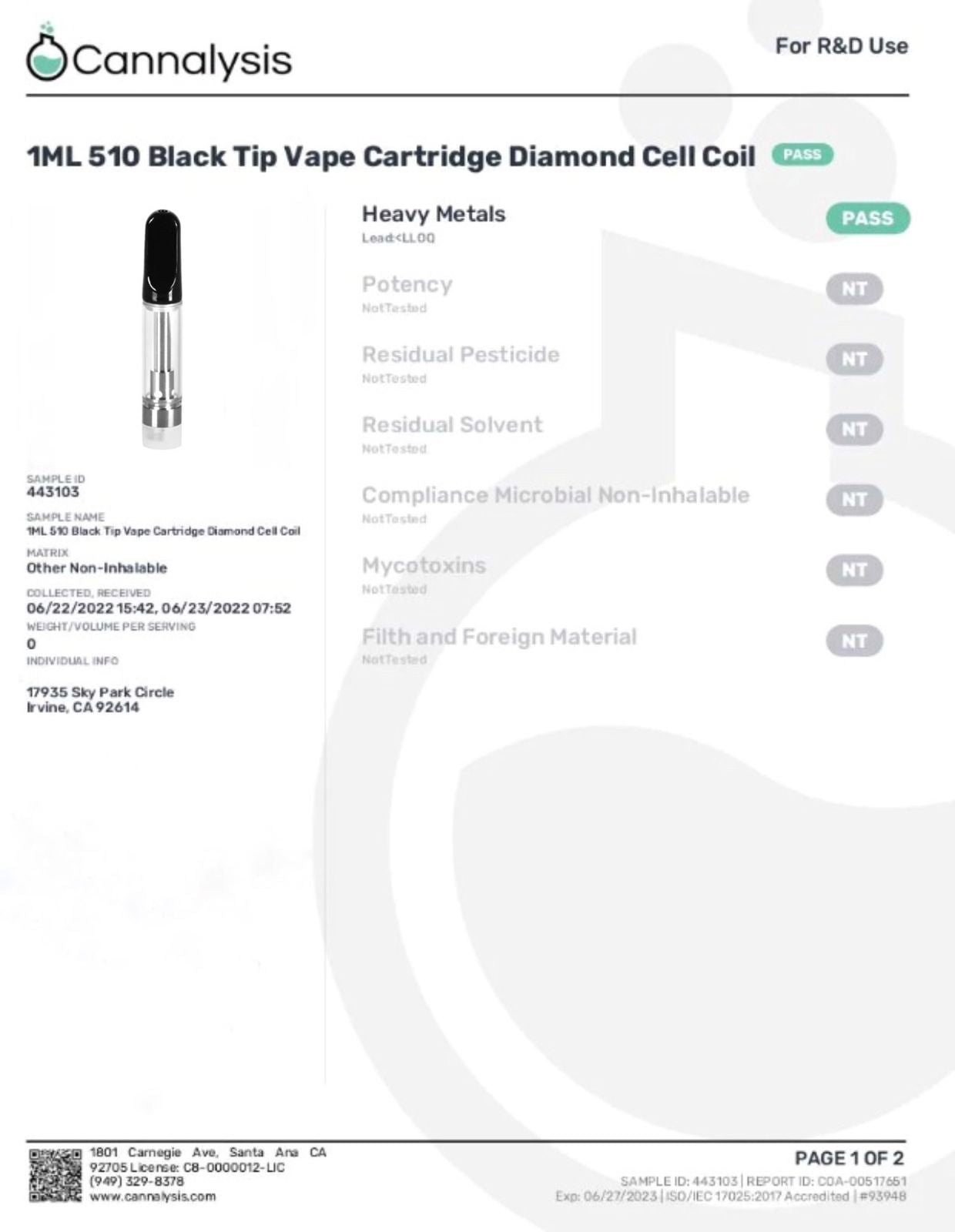 Cartucho Tipo Ccell 1 mL
